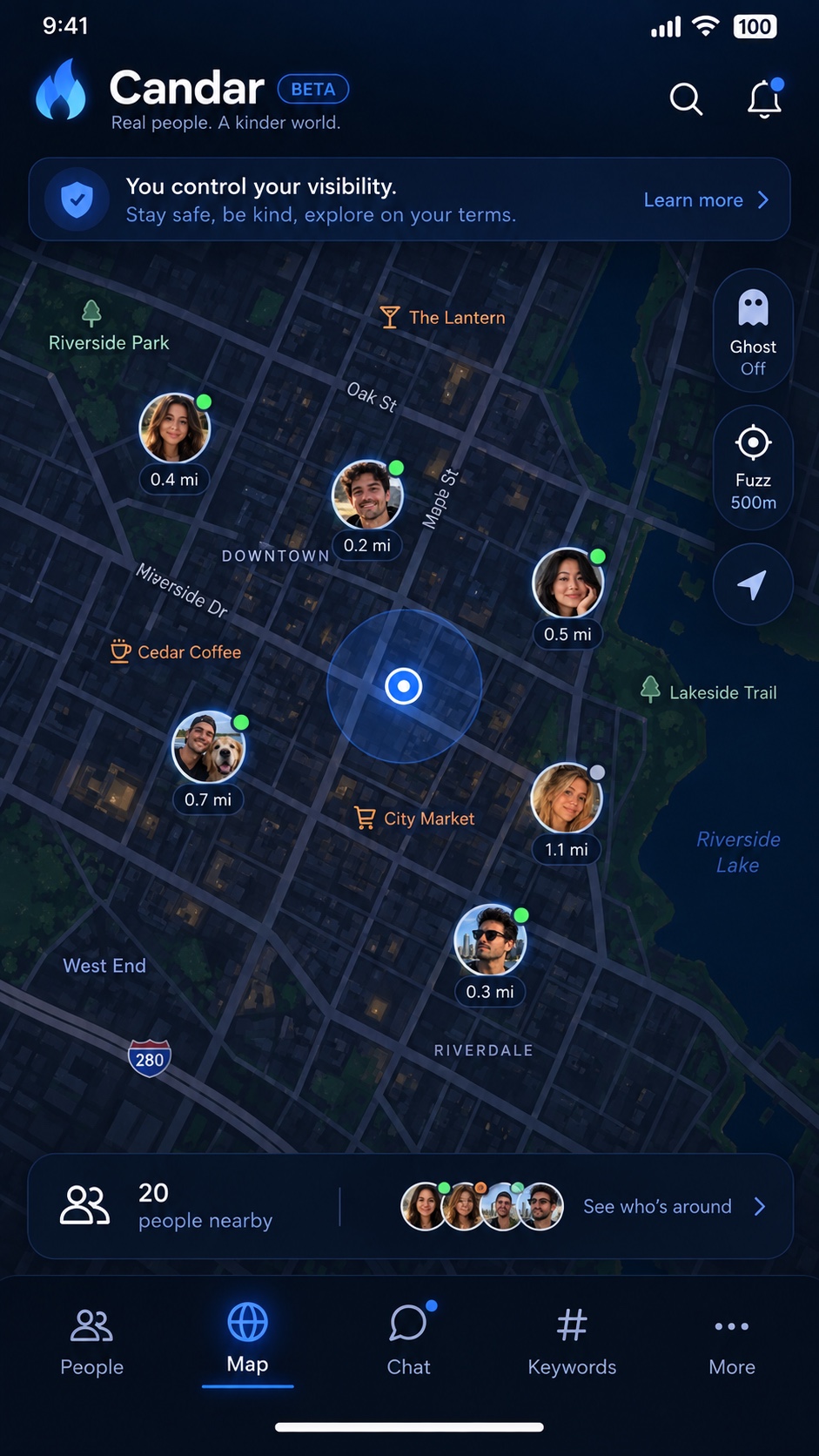 Candar Map screen